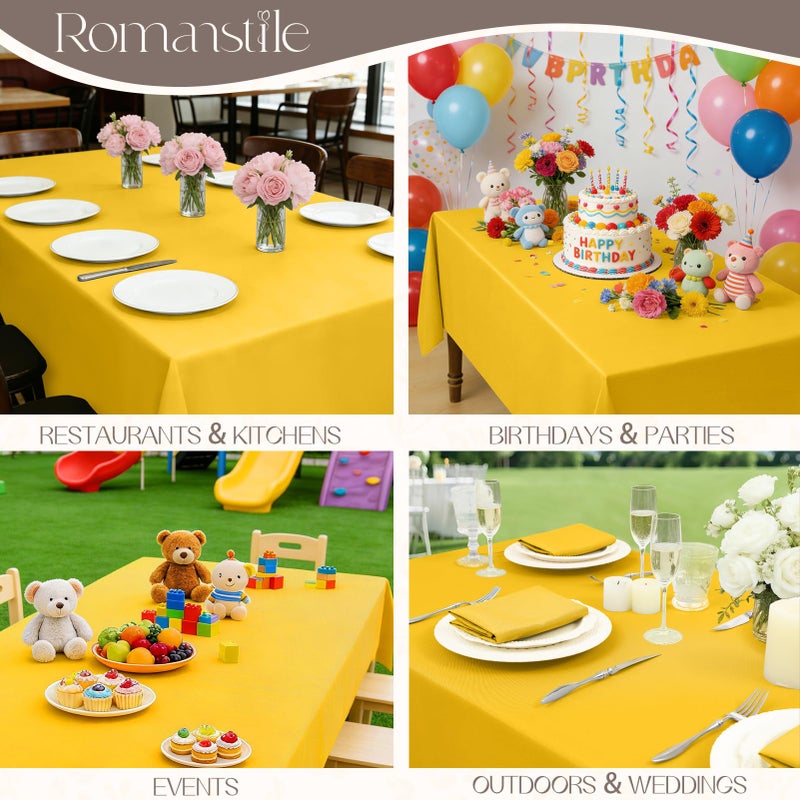 Romanstile Spring Rectangle Tablecloth - Waterproof and Wrinkle Resistant Washable Polyester Table Cloth for Kitchen Dining/Party/Wedding Indoor and Outdoor Use (60 x 84 inch, Yellow) - Image 2